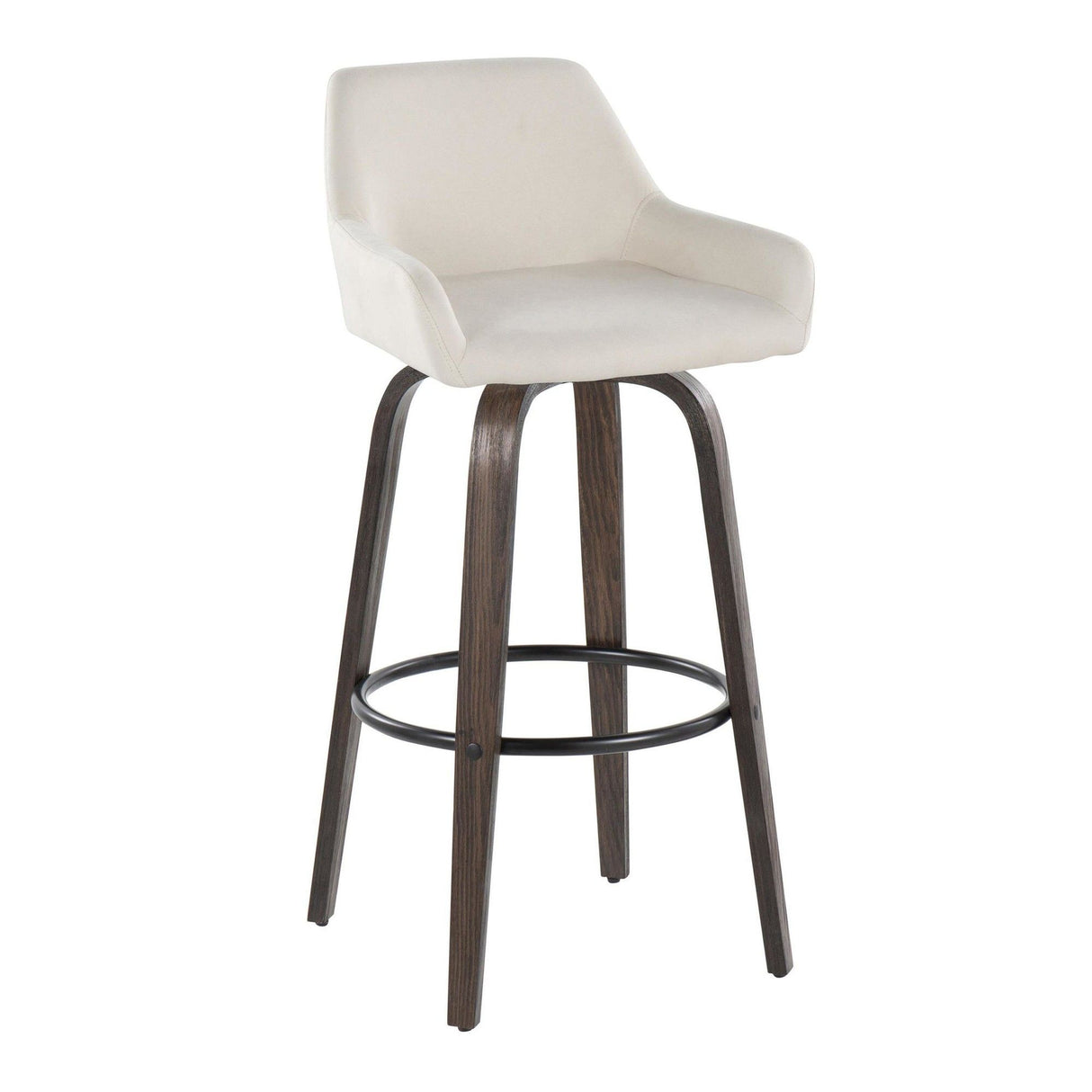 Daniella - 30" Fixed-height Barstool (Set of 2) - White And Walnut