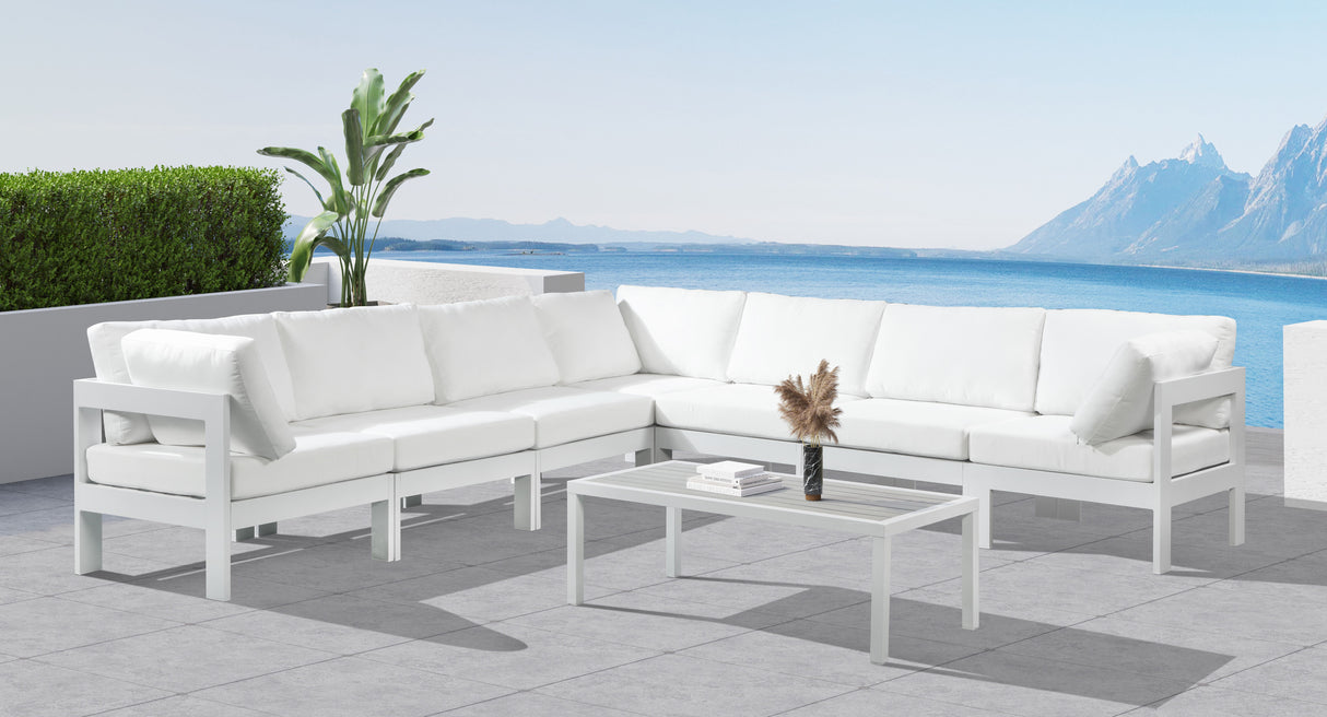 Nizuc - Outdoor Patio Modular Sectional 7 Piece - White - Metal