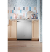 GE(R) ENERGY STAR(R) Fingerprint Resistant Top Control with Stainless Steel Interior Dishwasher with Sanitize Cycle - (GDT650SYVFS)