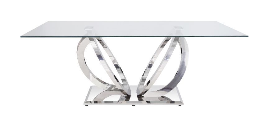 Finley - Dining Table - Clear Glass & Mirrored Silver Finish