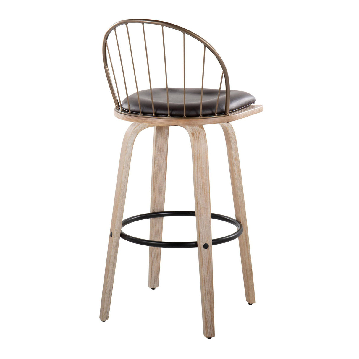 Riley - Industrial / Urban Fixed Height Barstool With Swivel With Removable Cushion (Set of 2)