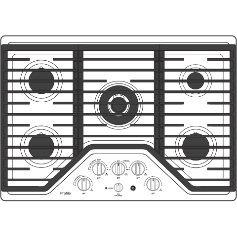 GE Profile(TM) 30" Built-In Tri-Ring Gas Cooktop with 5 Burners and Included Extra-Large Integrated Griddle - (PGP9030SLSS)