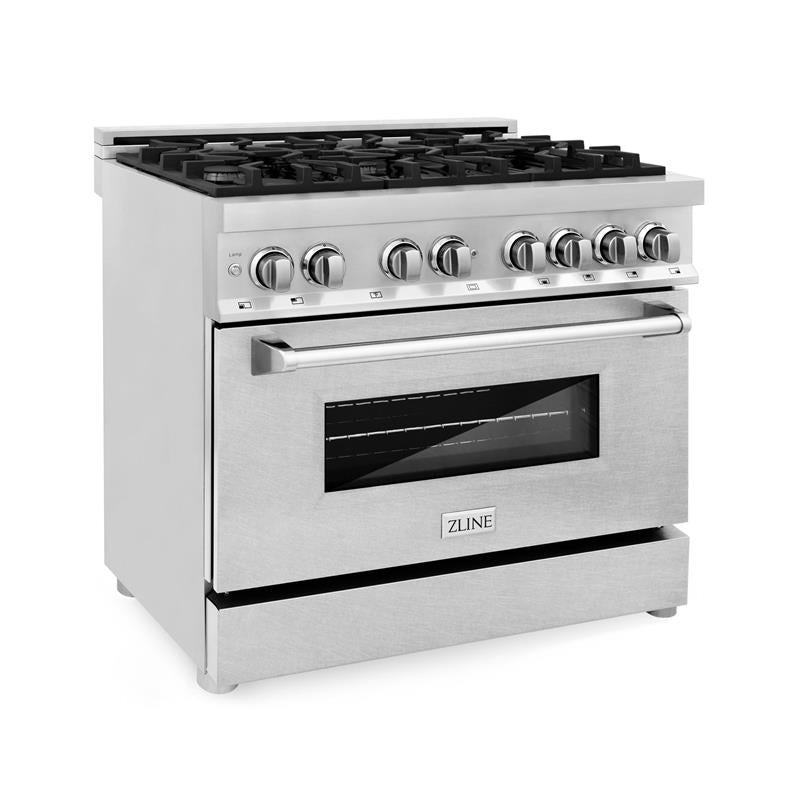 ZLINE 36 in. Dual Fuel Range with Gas Stove and Electric Oven in Stainless Steel (RA36) [Color: DuraSnow Stainless Steel] - (RASN36)