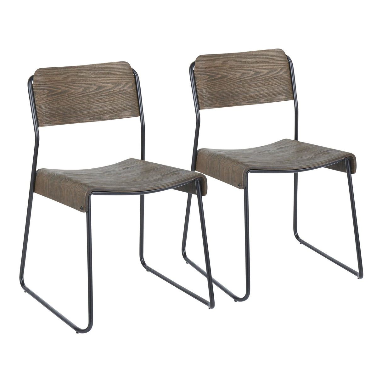 Dali - Chair - Black Metal And Espresso Wood (Set of 2)