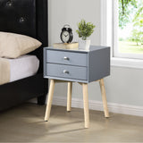 Side Table With 2 Drawer, Mid-Century Modern Storage Cabinet For Bedroom