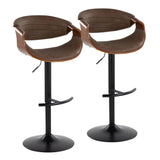 Symphony - Adjustable Barstool (Set of 2) - Black Base And Gray Backrest