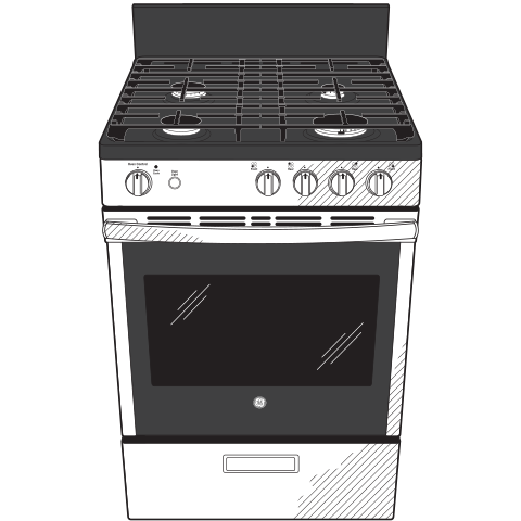 GE(R) 24" Steam Clean Free-Standing/Slide-in Gas Range - (JGAS640RMSS)