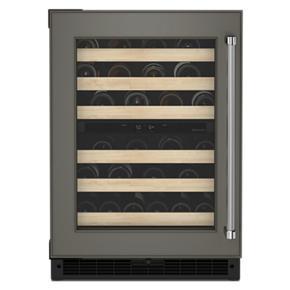 24" Panel-Ready Undercounter Wine Cellar With Wood-Front Racks - Dark Gray