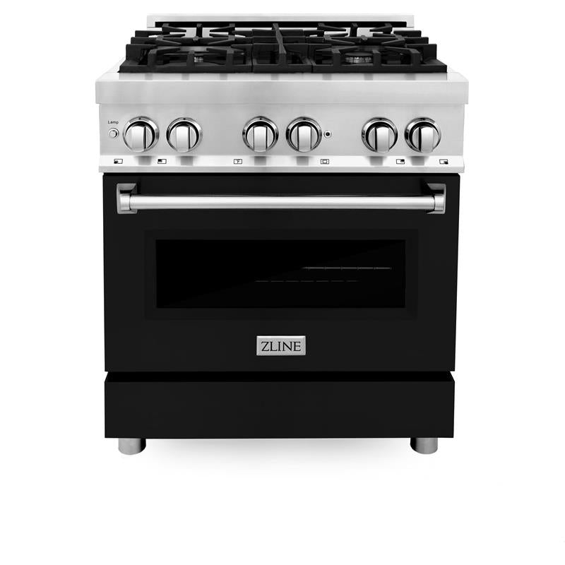 ZLINE 30 in. Dual Fuel Range with Gas Stove and Electric Oven in Stainless Steel (RA30) [Color: Black Matte] - (RABLM30)