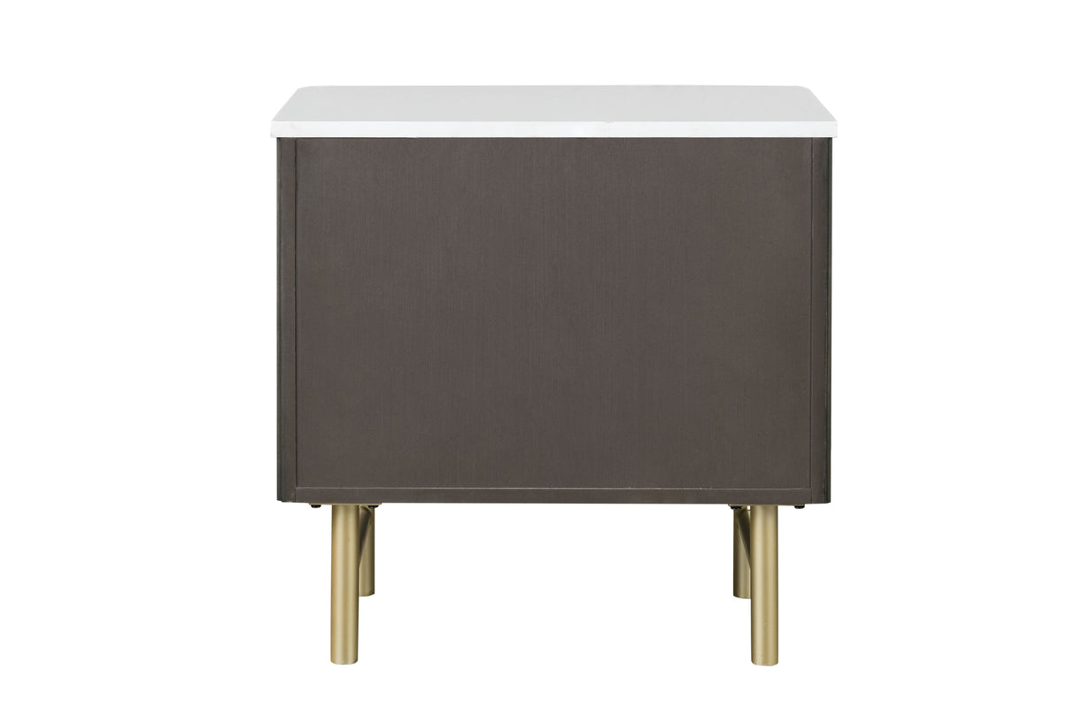 Clayten - Marble Top Nightstand - Espresso