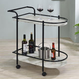 Desiree - 2-Tier Faux Marble Shelf Metal Bar Cart