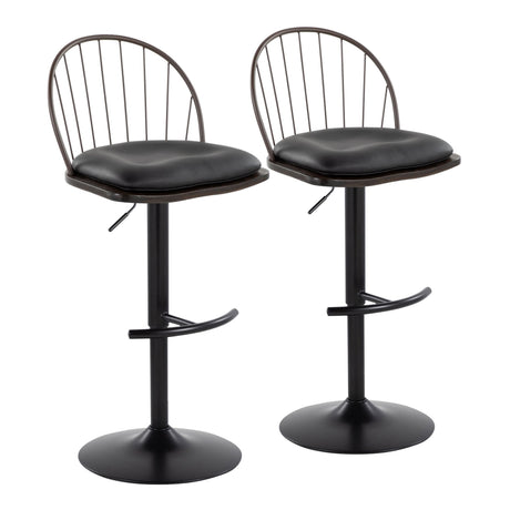 Riley - Farmhouse Adjustable Height Barstool With Swivel With Rounded T Footrest (Set of 2)