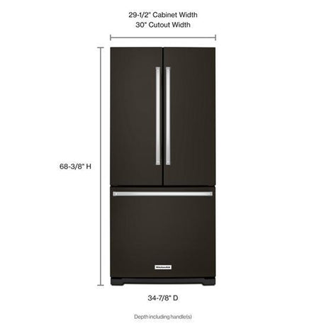 20 Cubic Feet 30" Width Standard Depth French Door Refrigerator With Interior Dispense - Black