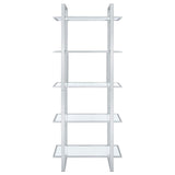 Hartford - 5-Shelf Glass Bookshelf - Chrome