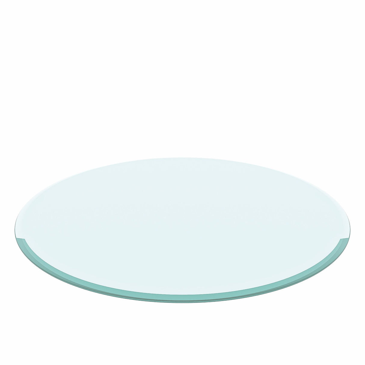 Round Tempered Glass Table Top Clear Glass, Thick Beveled Polished Edge - Black