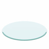 Round Tempered Glass Table Top Clear Glass, Thick Beveled Polished Edge - Black