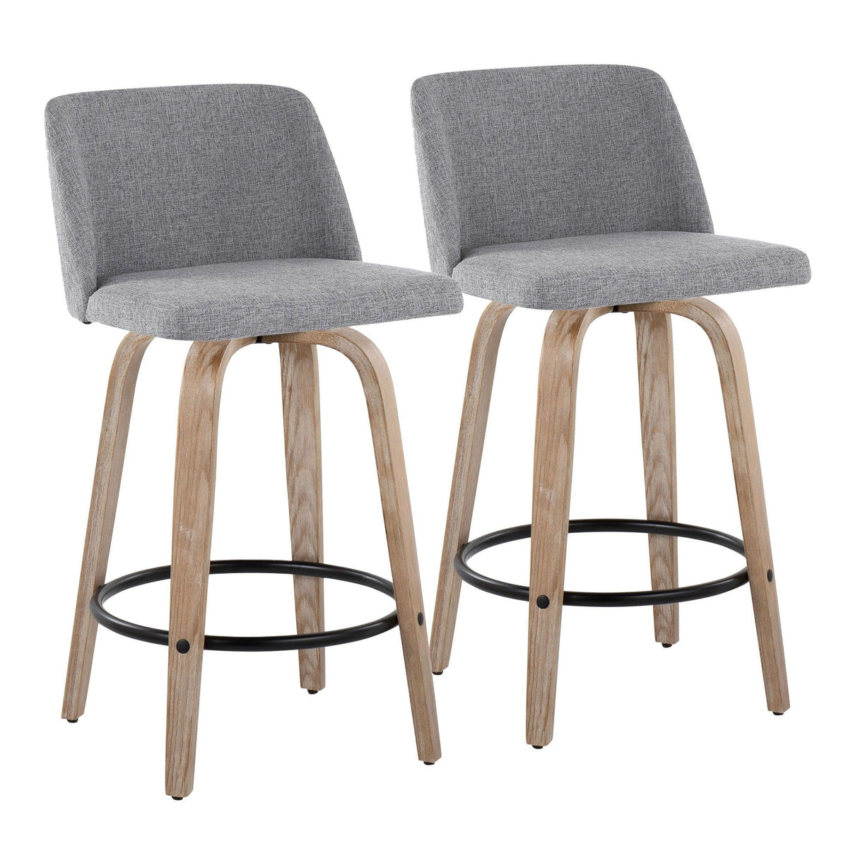 Toriano - 26" Fixed-Height Counter Stool (Set of 2) - Light Brown & Black Base