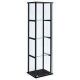 Cyclamen - 4-Shelf Clear Glass Curio Display Cabinet - Black