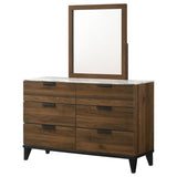 Mays - 6-Drawer Dresser With Mirror - Walnut