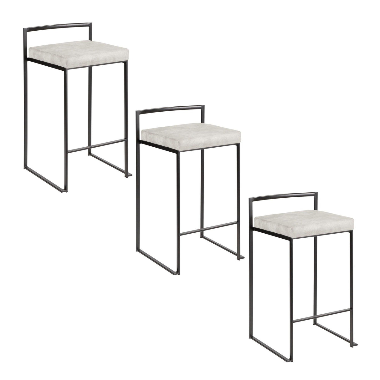 Fuji - Stackable Counter Stool With Cushion - Black Metal