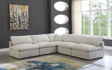 Plush - Velvet Standart Comfort 5 Piece Modular Sectional - Cream - Fabric