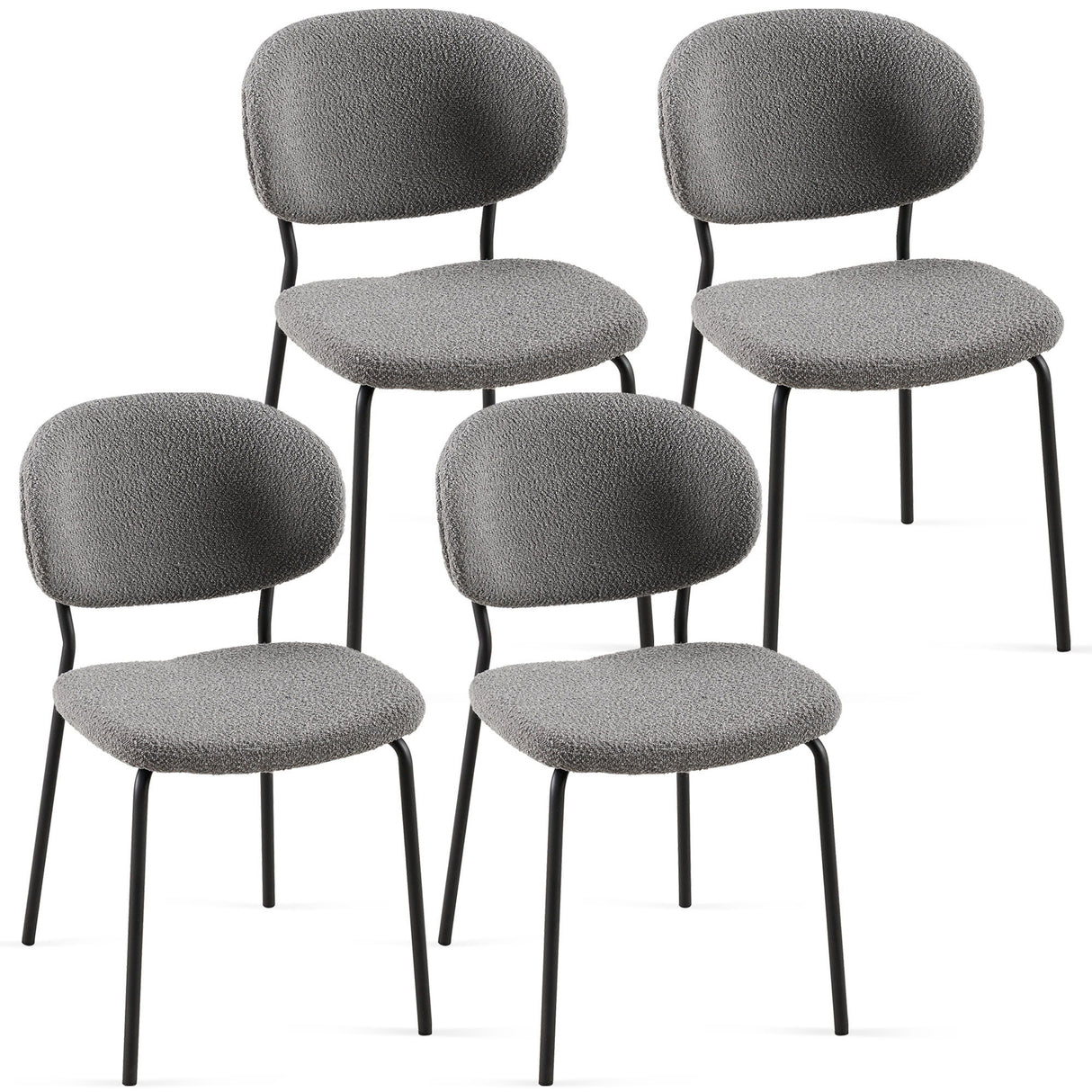 Boucle Dining Chairs, Dining Chairs With Metal Legs For Dining Room, Kitchen, Living Room