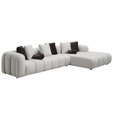 Manilla - Sectional Sofa With 8 Pillows - Ivory White Linen