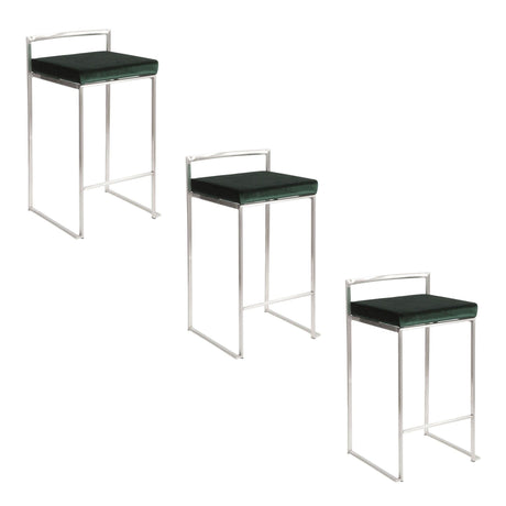 Fuji - Counter Stool Steel With Cushion - Stainless Steel