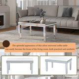 Fashionable Modern Glass MirroredTable With Crystal Design And Adjustable Height Legs