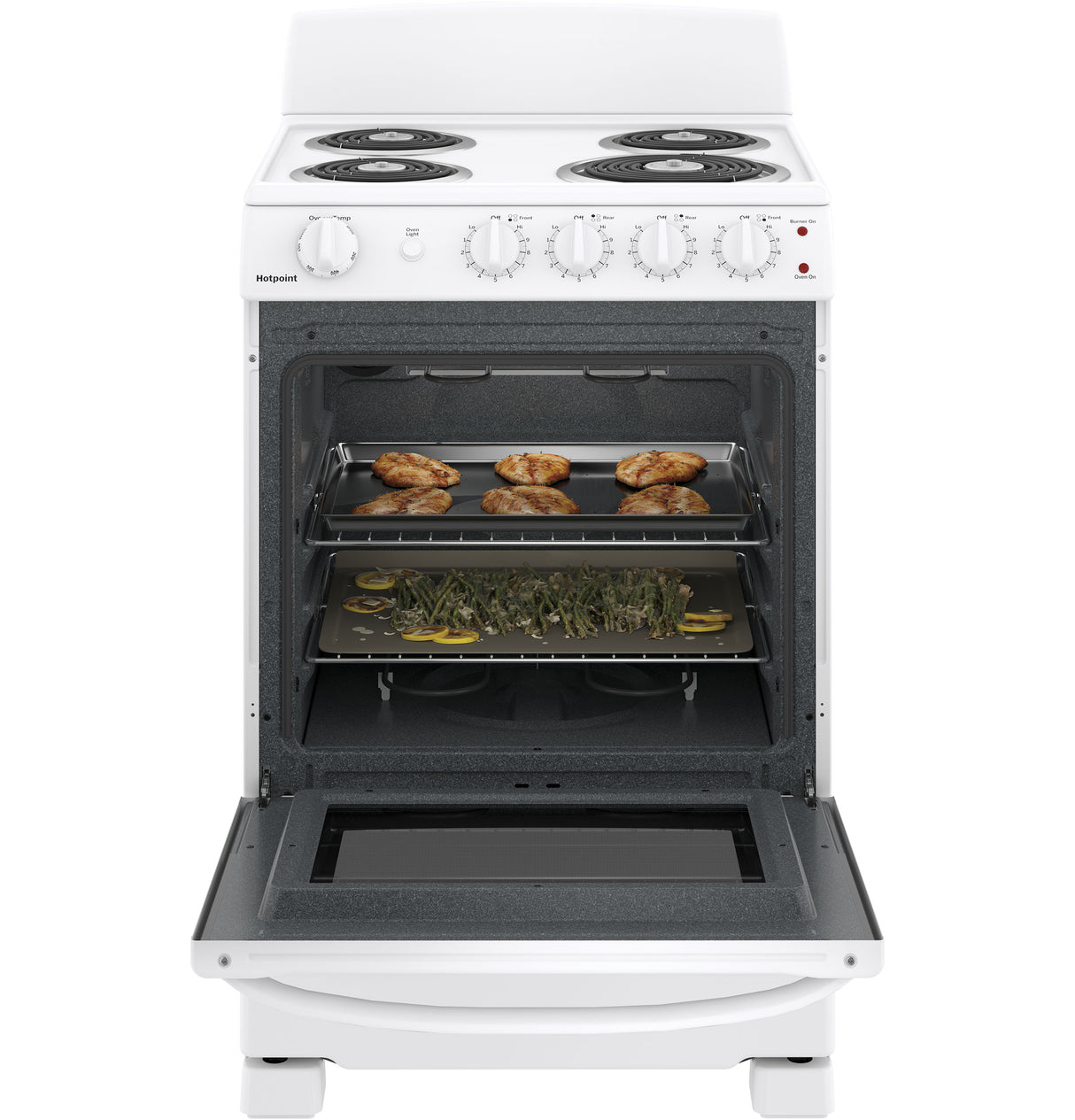 Hotpoint(R) 24" Electric Free-Standing Front-Control Range - (RAS240DMWW)