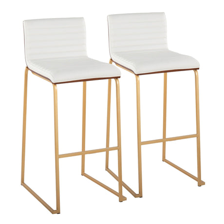 Mason Mara - 30" Fixed-Height Barstool (Set of 2) - Gold Legs