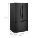 36" Wide French Door Refrigerator With Water Dispenser - 25 Cubic Feet - Black