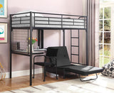 Jenner - Twin Futon Workstation Loft Bed And Futon Pad - Black