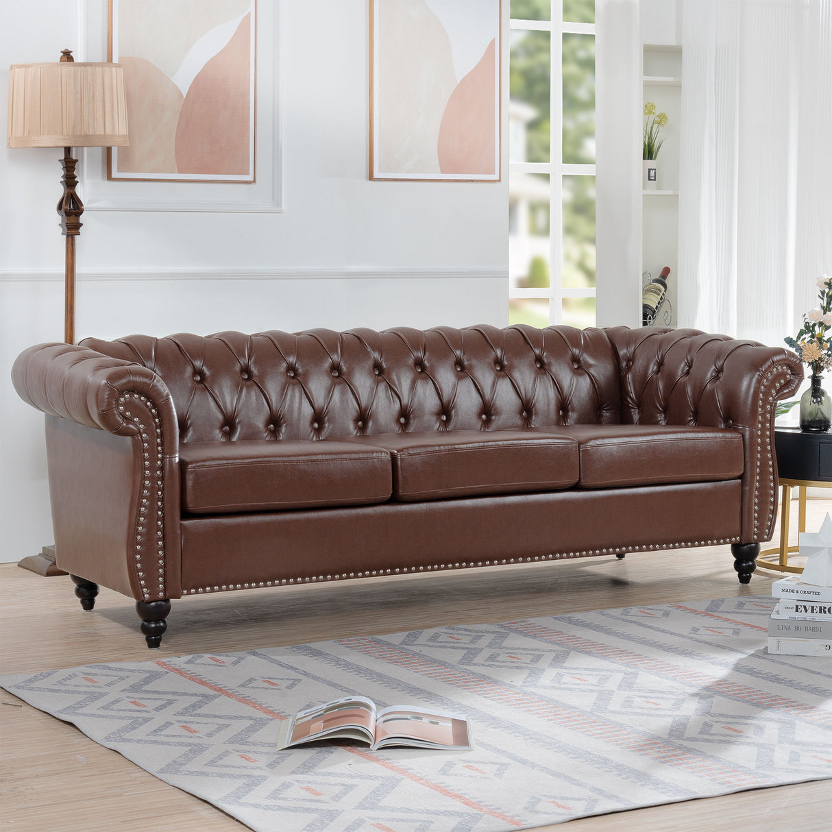 Rolled Arm Chesterfield 3 Seater Sofa