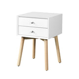 Bedside Table With 2 Drawers Mid-Century Modern Storage Cabinet For Bedroom