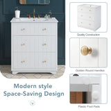 Modern White Bathroom Vanity Cabinet With Two Drawers - White