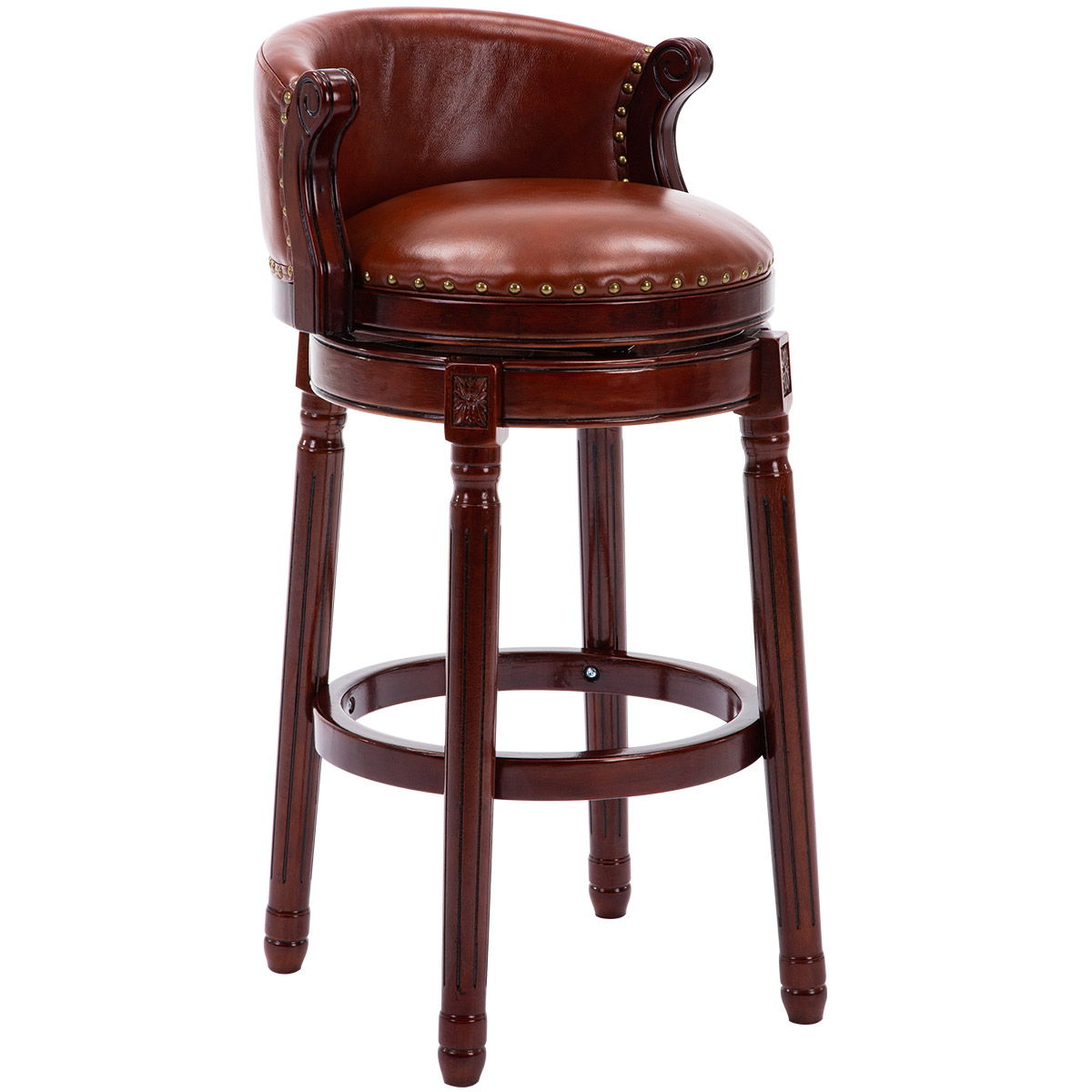 Cow Top Leather Wooden Bar Stools Box - Brown / Blue