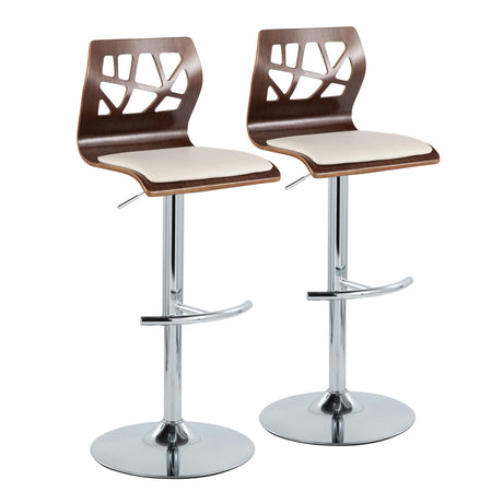 Folia - Mid Century Modern Adjustable Barstool & Swivel With Rounded T Footrest (Set of 2)