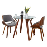 Folia - 3 Piece Dining Set Round Fabrizzi Mid-Century Modern - Walnut / Gray