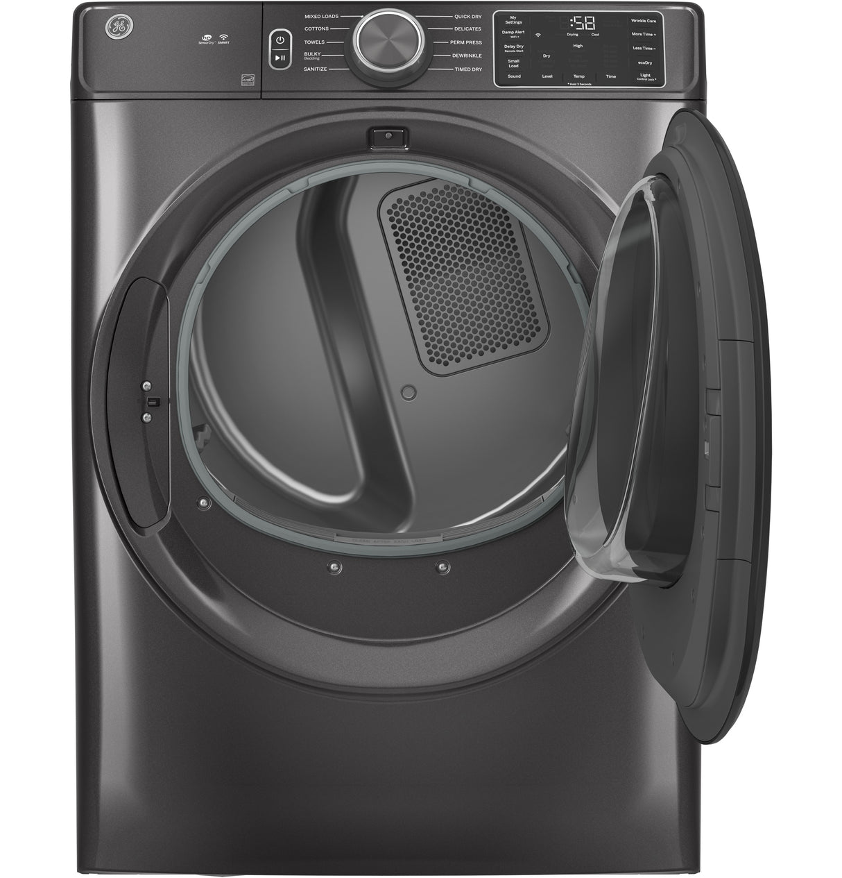 GE(R) ENERGY STAR(R) 7.8 cu. ft. Capacity Smart Front Load Electric Dryer with Sanitize Cycle - (GFD55ESPNDG)