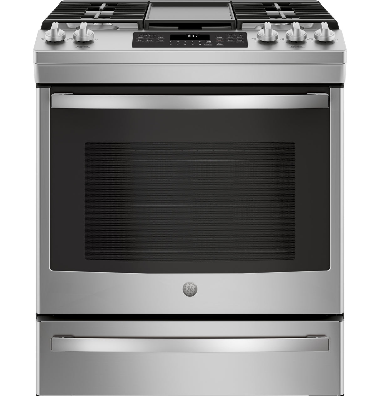 GE(R) 30" Slide-In Front-Control Convection Gas Range - (JGS760SELSS)