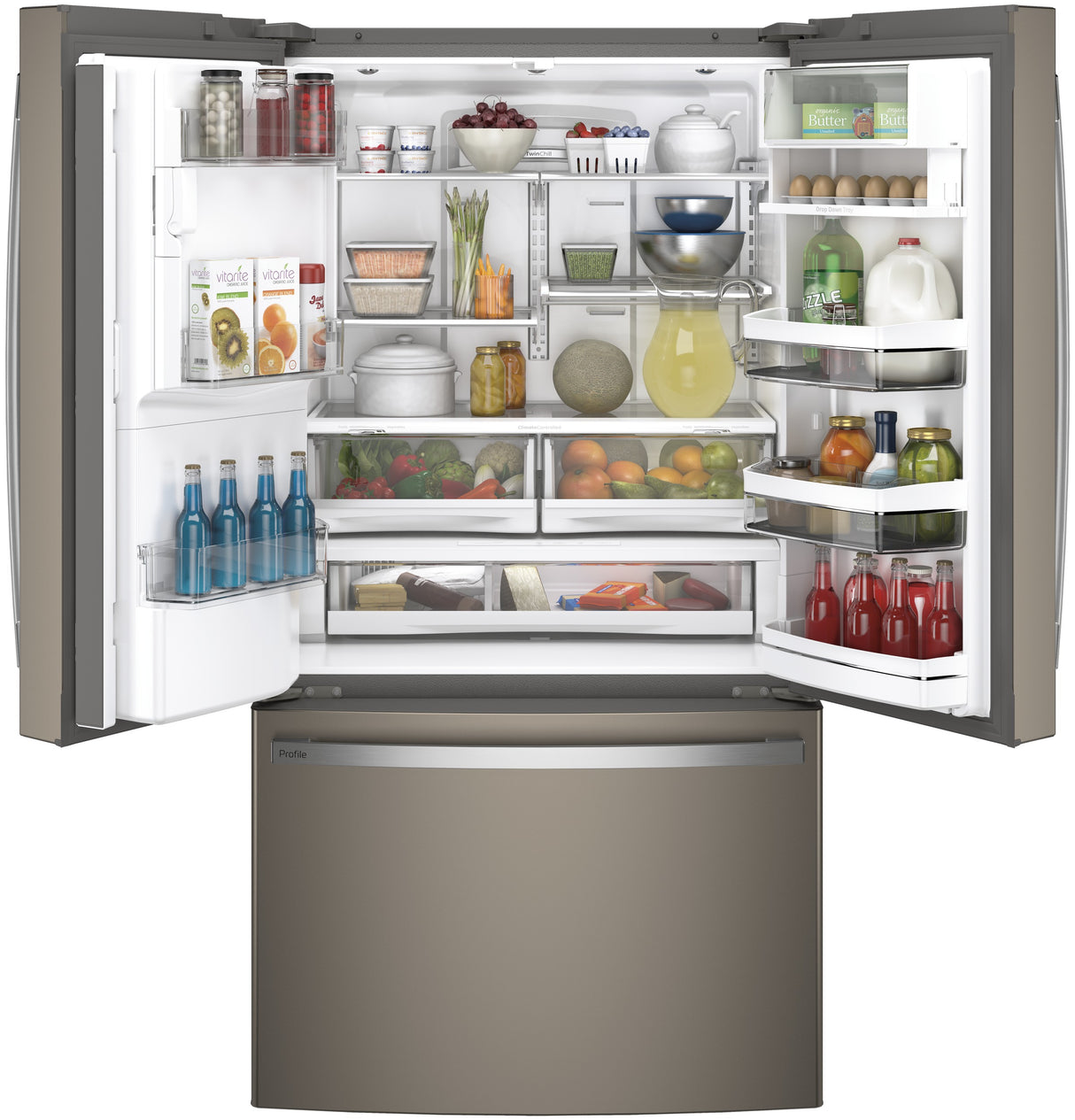 GE Profile(TM) Series ENERGY STAR(R) 22.1 Cu. Ft. Counter-Depth French-Door Refrigerator with Hands-Free AutoFill - (PYE22KMKES)