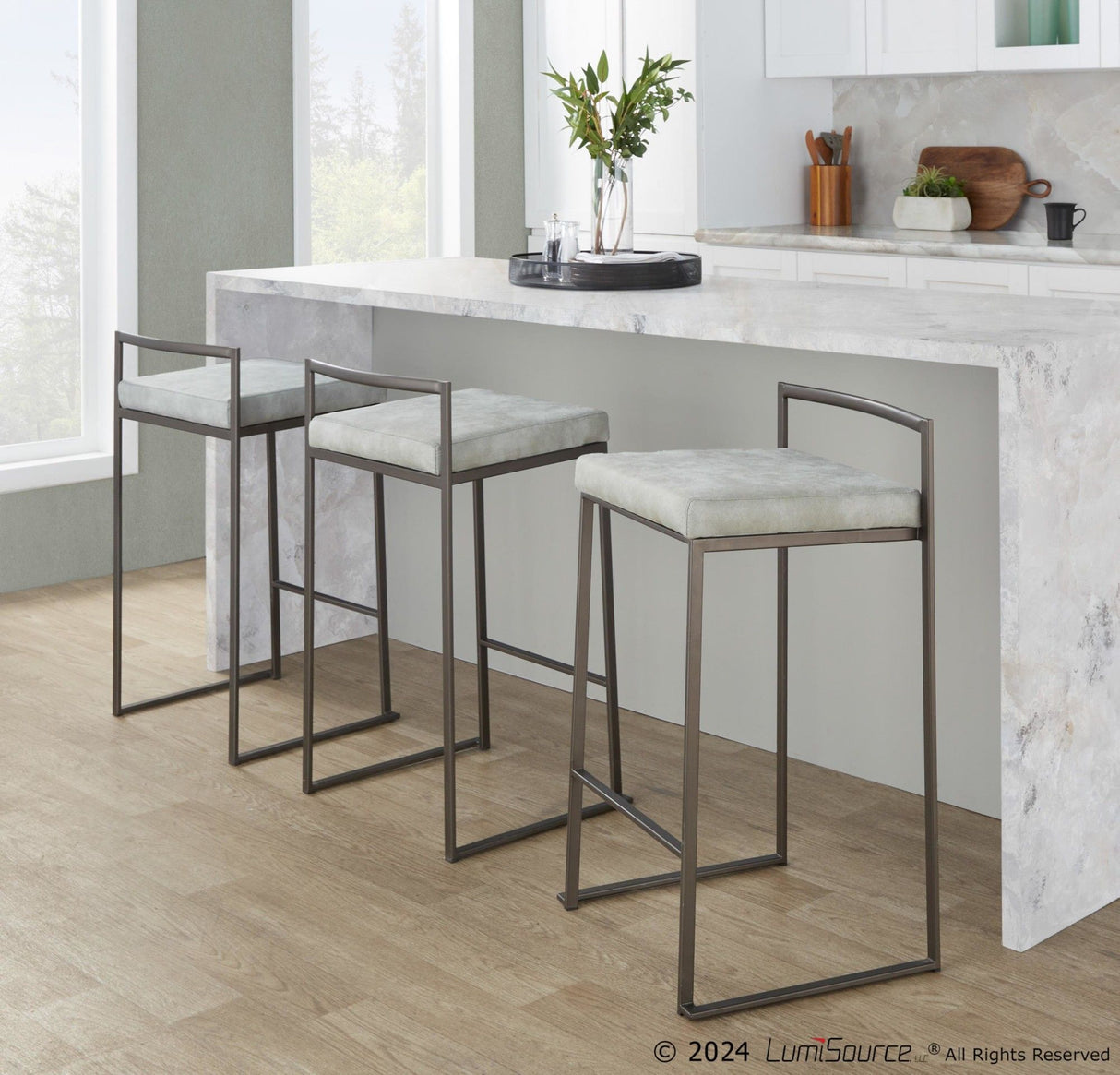 Fuji - Stackable Counter Stool - White Base (Set of 2)