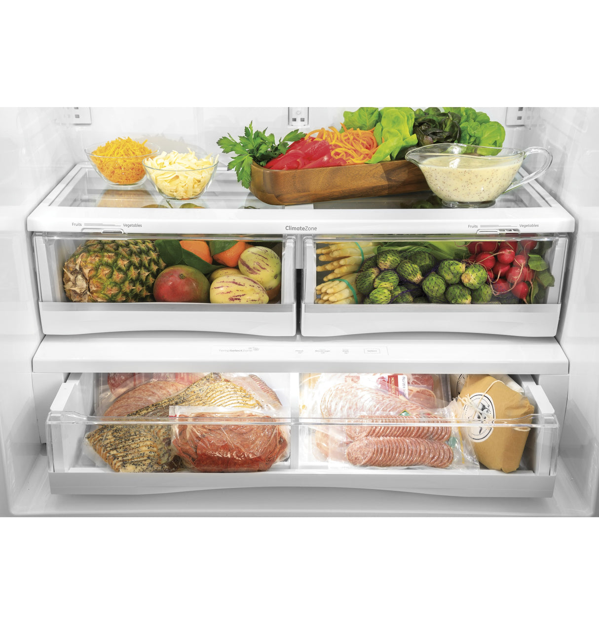 GE Profile(TM) Series 22.1 Cu. Ft. Counter-Depth Fingerprint Resistant French-Door Refrigerator with Door In Door and Hands-Free AutoFill - (PYD22KYNFS)