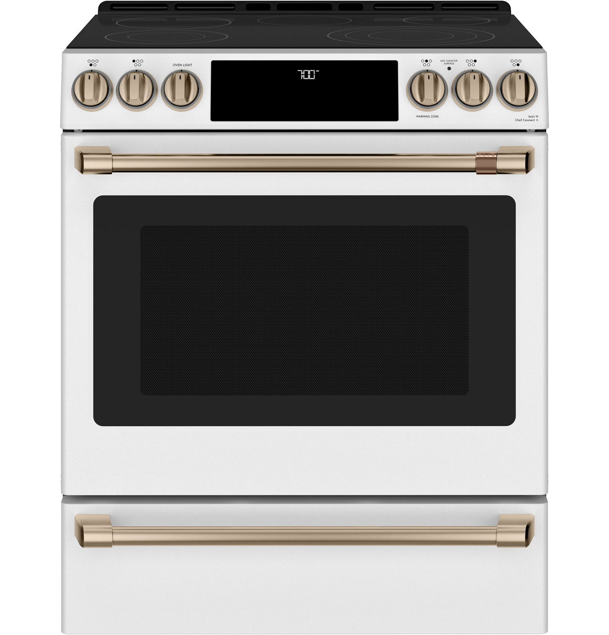 Caf(eback)(TM) 30" Smart Slide-In, Front-Control, Radiant and Convection Range - (CES700P4MW2)