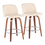 Toriano - Fixed - Height Counter Stool - Round Chrome Footrest (Set of 2)