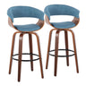 Vintage Mod - Mid Century Modern Fixed Height Barstool With Swivel & Round Footrest (Set of 2)