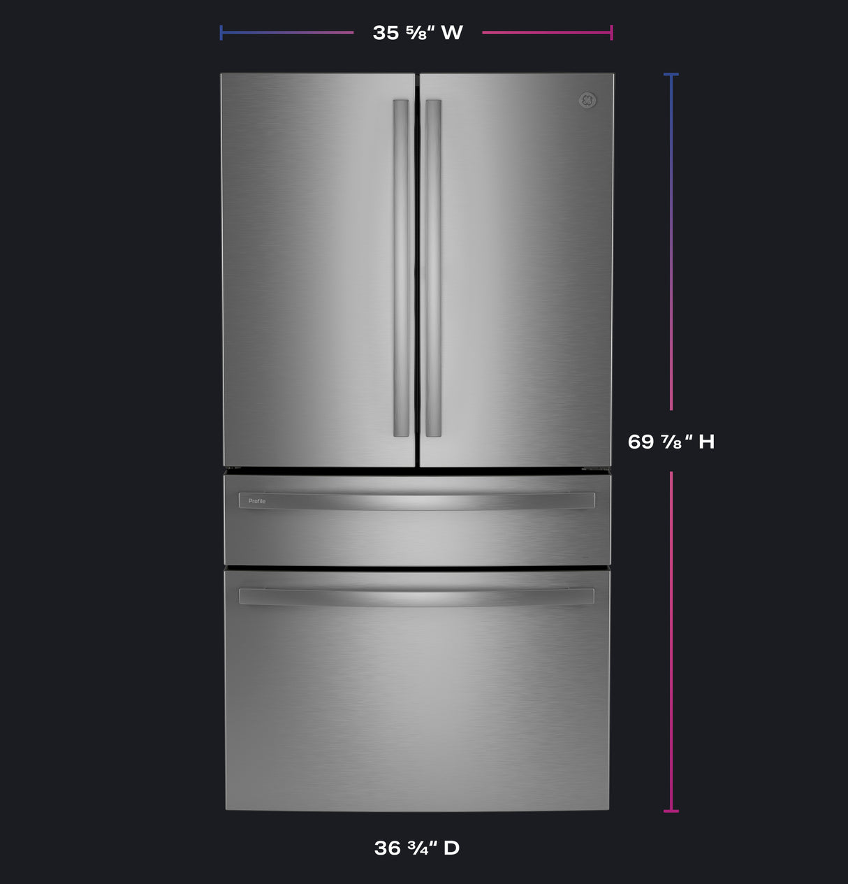 GE Profile(TM) Series ENERGY STAR(R) 28.7 Cu. Ft. Smart Fingerprint Resistant 4-Door French-Door Refrigerator With Dual-Dispense AutoFill Pitcher - (PGE29BYTFS)