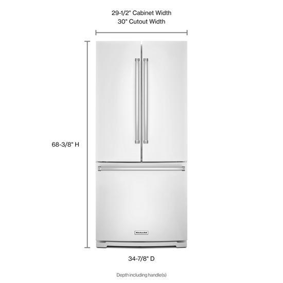 20 Cubic Feet 30" Width Standard Depth French Door Refrigerator With Interior Dispense - White