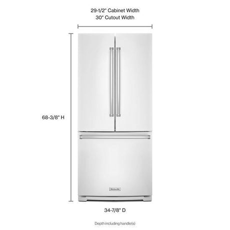 20 Cubic Feet 30" Width Standard Depth French Door Refrigerator With Interior Dispense - White